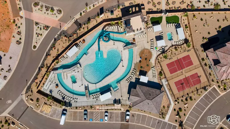 Aerial of Lazy River and Slide