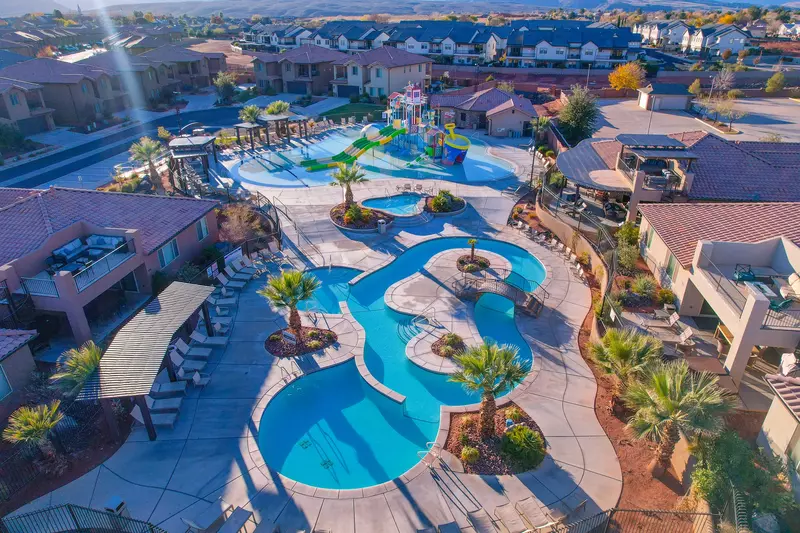 Aerial View of Lazy River & Waterslides