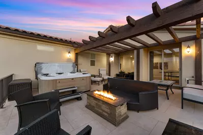 Fire Feature, Hot Tub and Patio Furniture