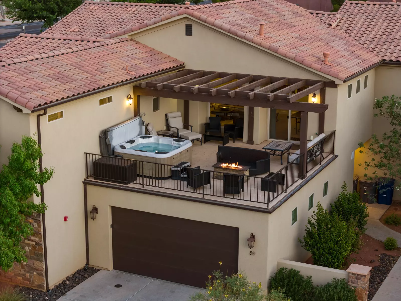 Hot Tub, Patio Furniture and Fire Table