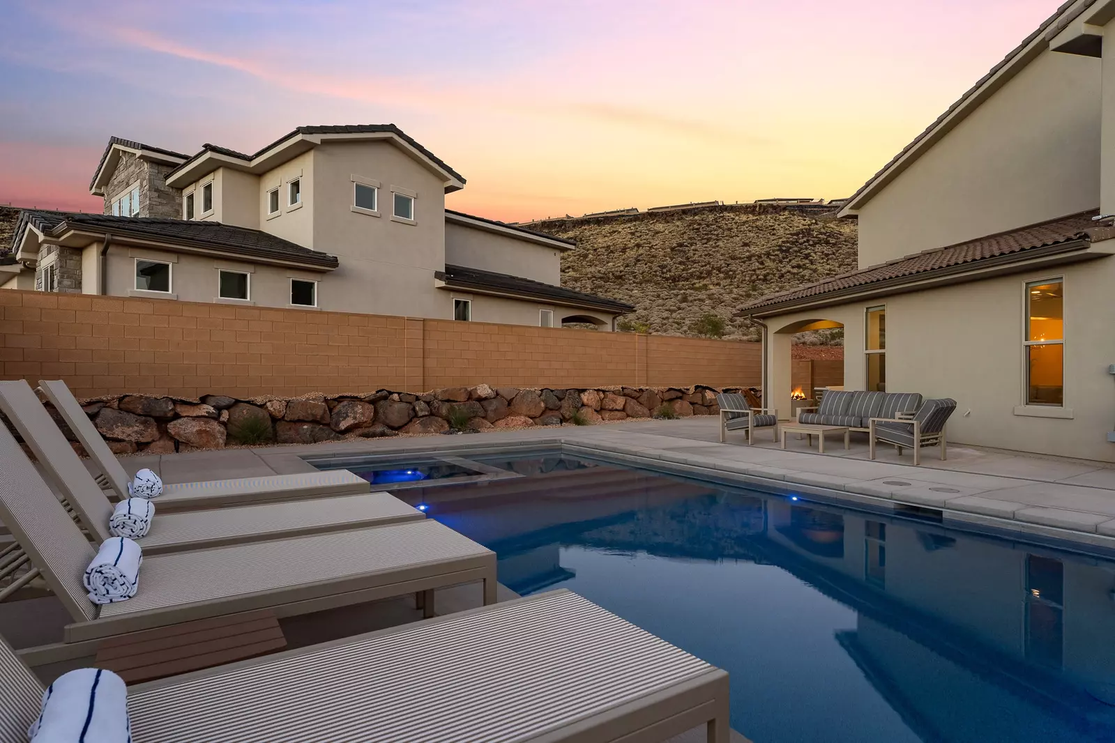 Private Pool at Sunset