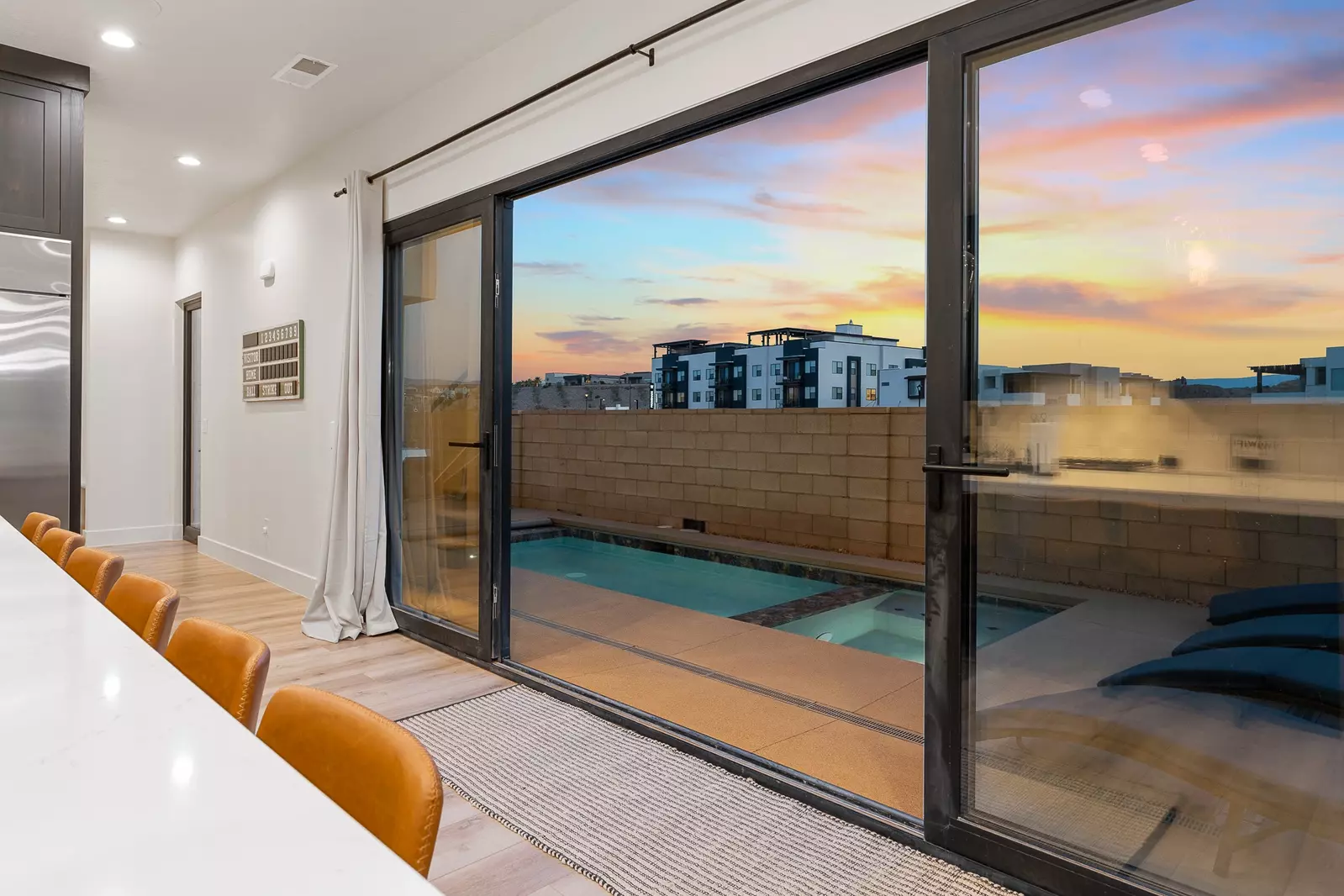 Floor to Ceiling Walk out to Pool