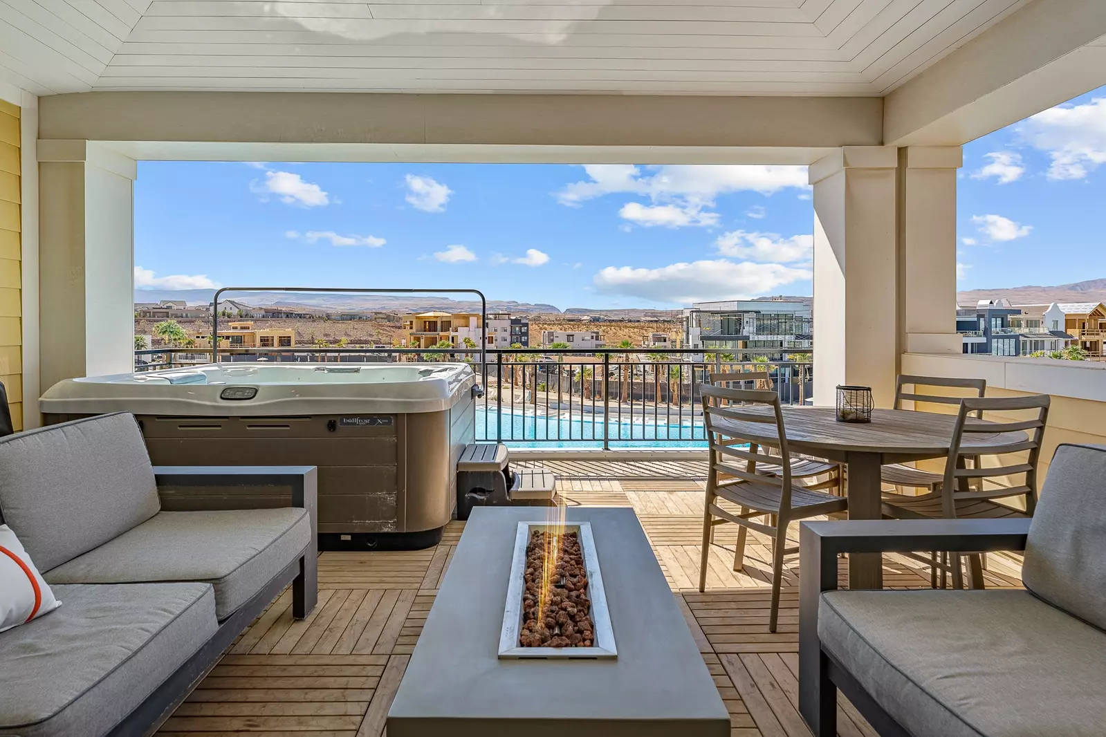 Balcony with Private Hot Tub & Fire Table