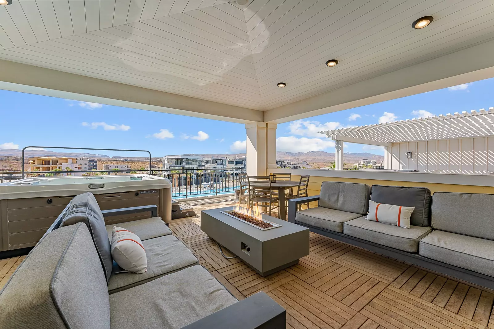 Balcony with Private Hot Tub & Fire Table