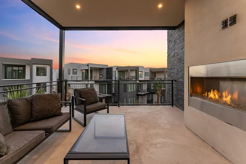 Balcony at Sunset with Fireplace