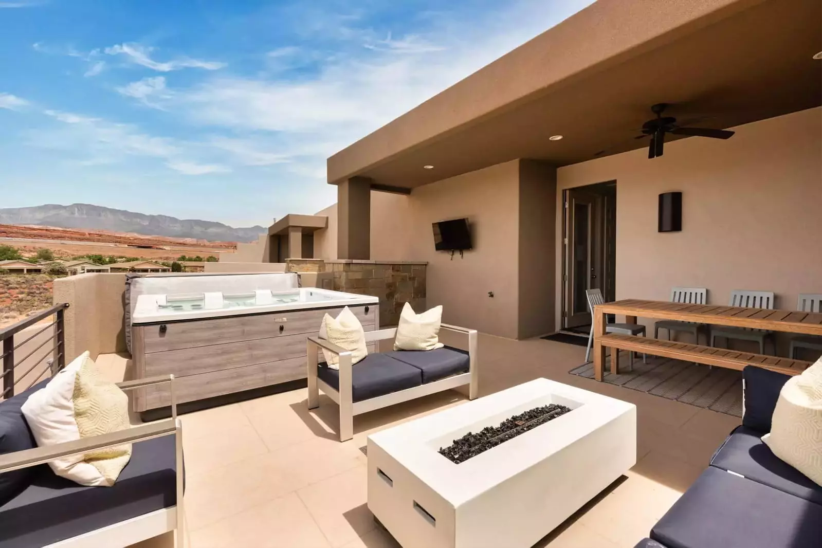 Balcony with Private Hot Tub and Fire Table