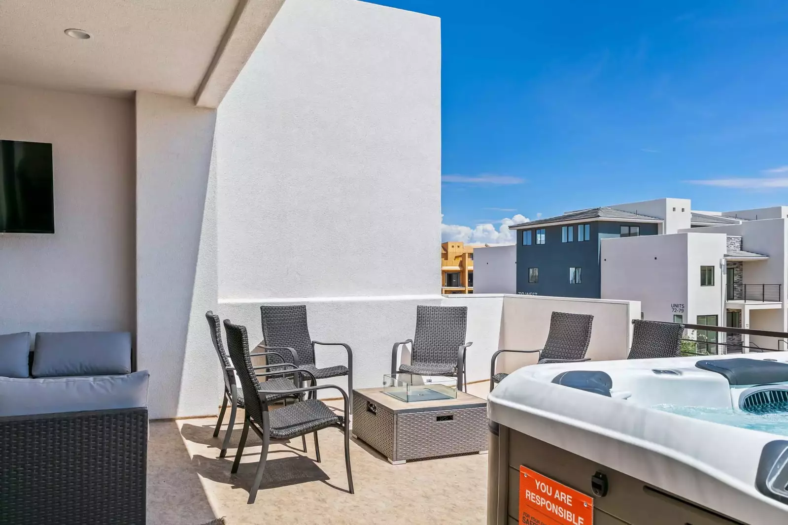 Patio with Private Hot Tub and Firepit