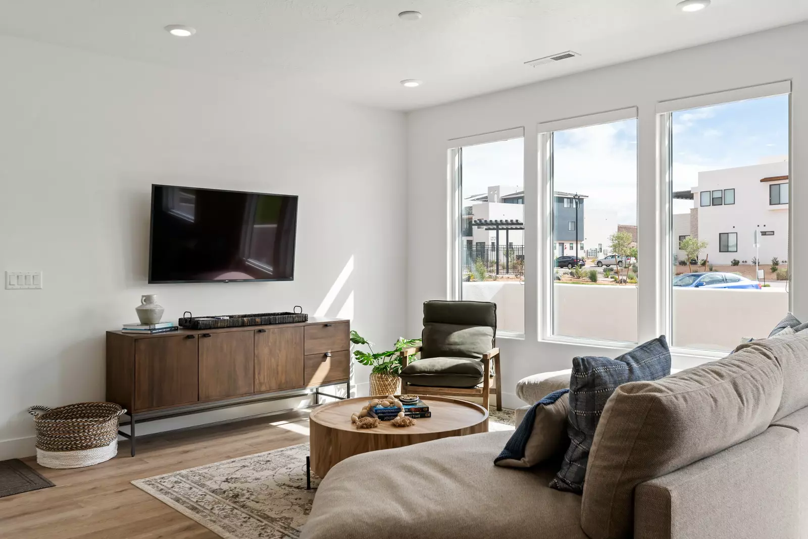 Living Room with TV and Patio Access