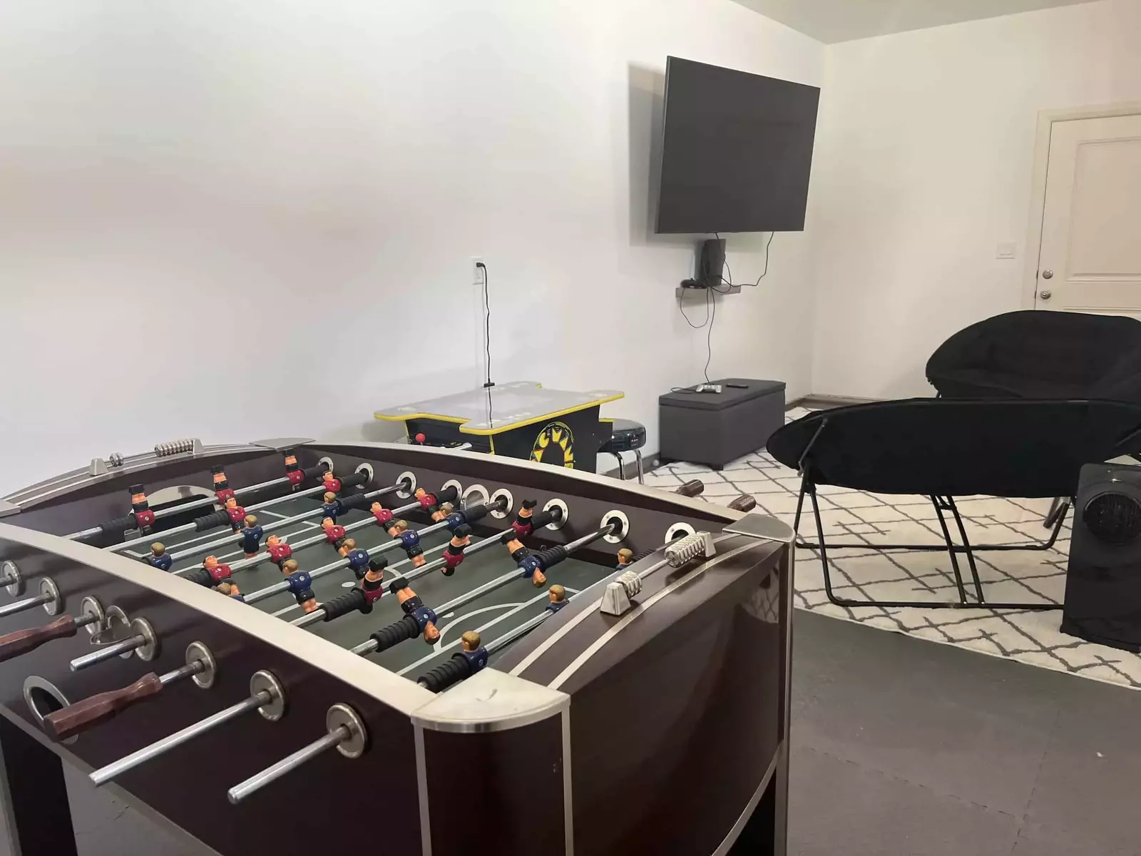 Foosball Table and Gaming Area in Garage