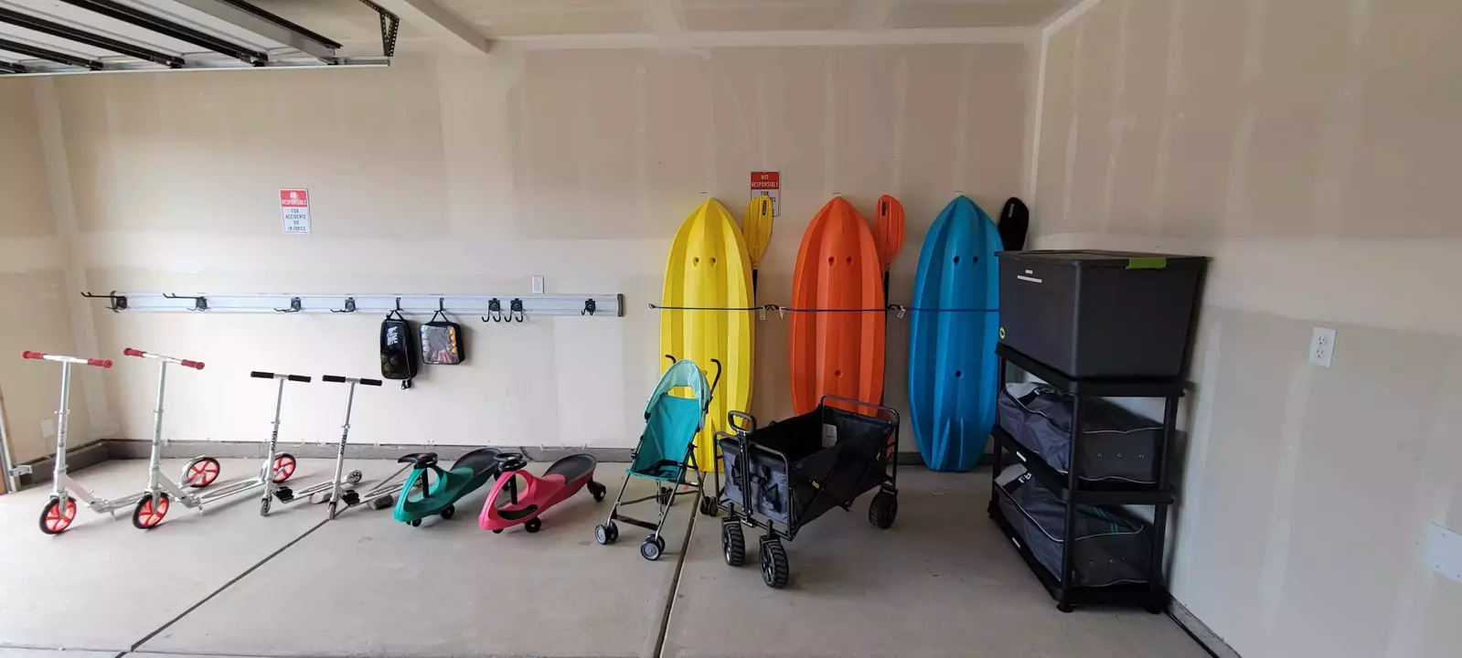 Wiggle Cars, Scooters, Wagon, Stroller, 3 Youth Kayaks