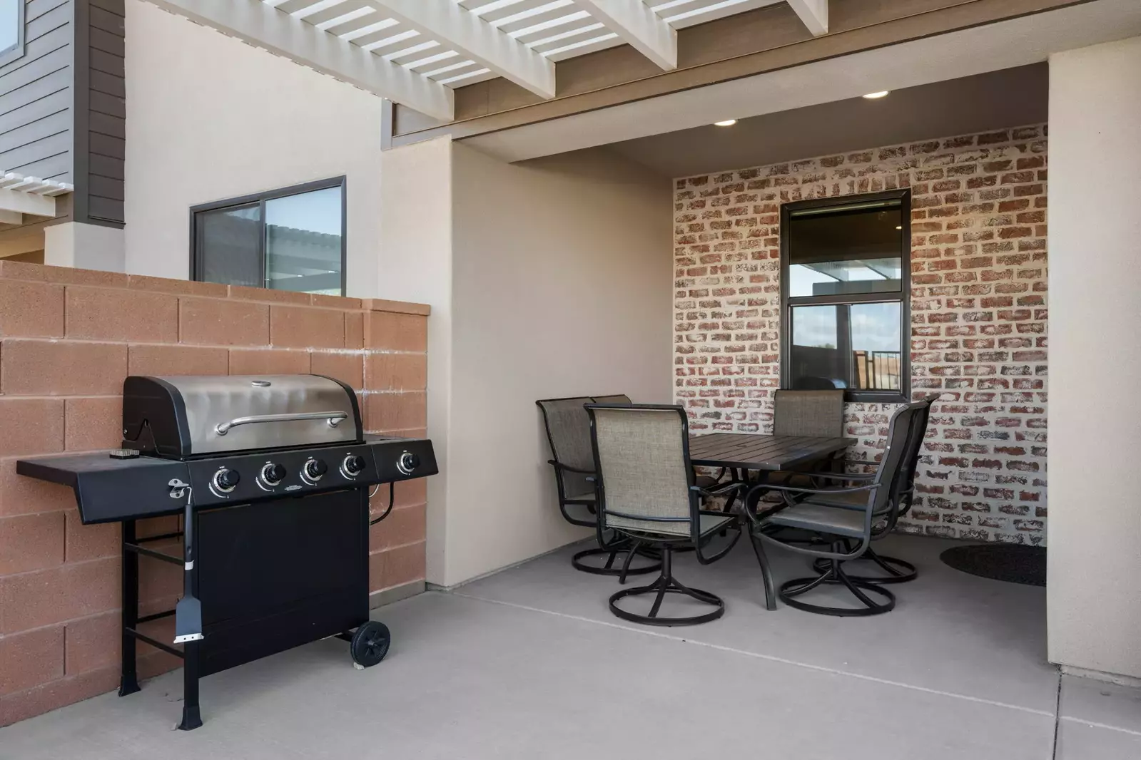 Back Patio Pergola with BBQ Grill