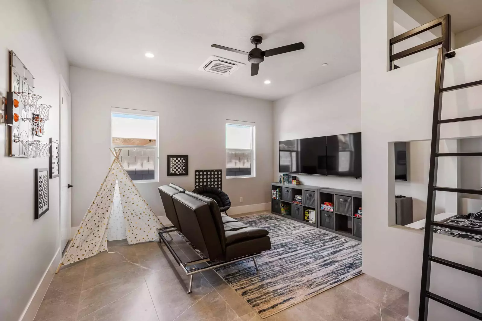 Loft Game Room Area with Twin Bunks