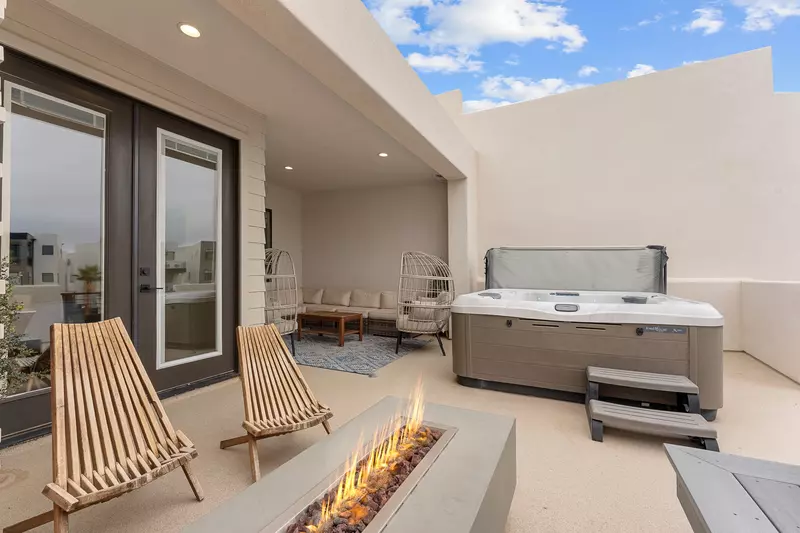 Balcony with Hot Tub and Firepit