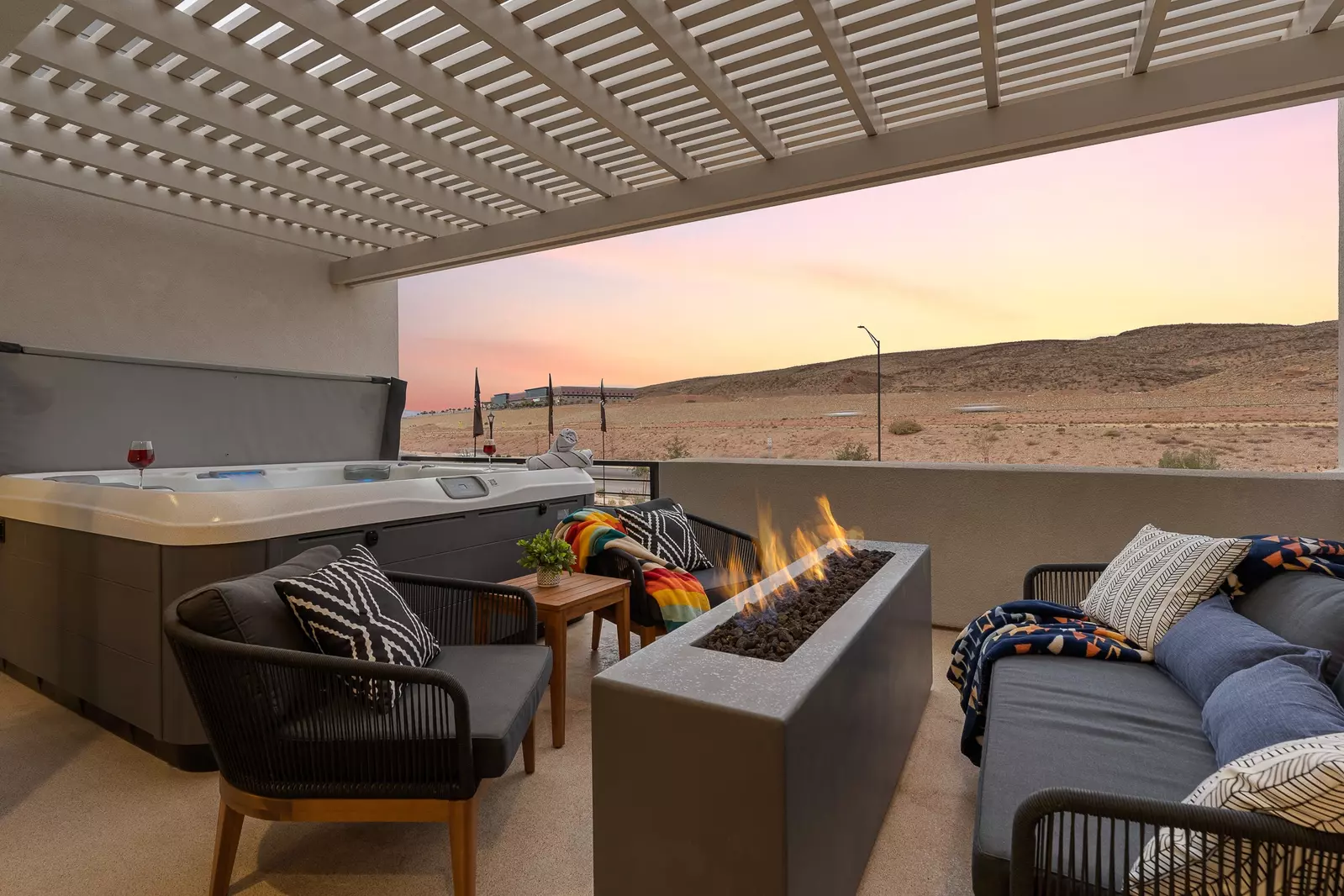 Balcony with Fireplace & Private Hot Tub