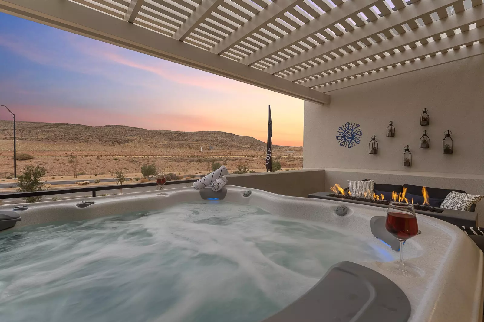 Balcony with Fireplace & Private Hot Tub