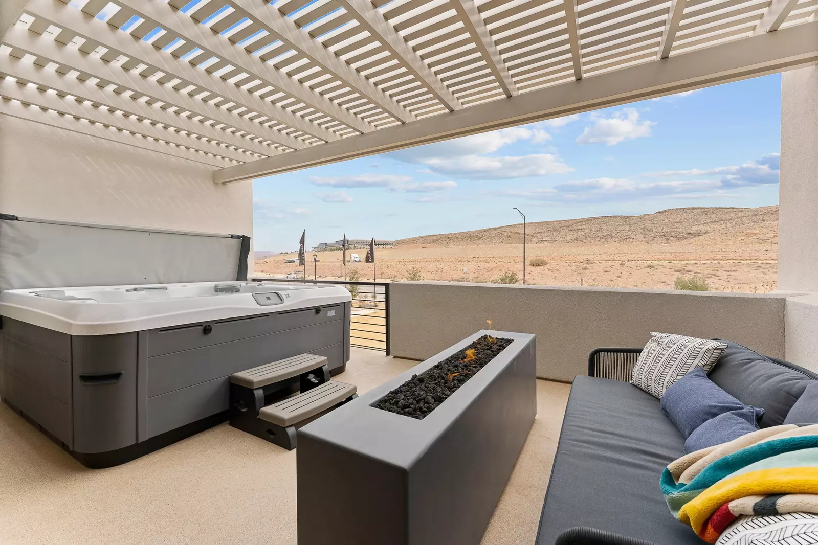 Balcony with Fireplace & Private Hot Tub