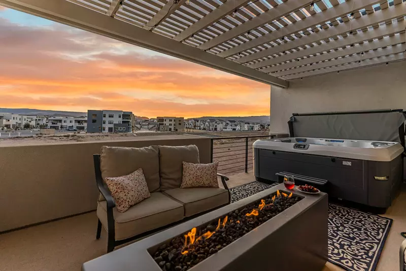 Patio Seating and Fire Table, Private Hot Tub