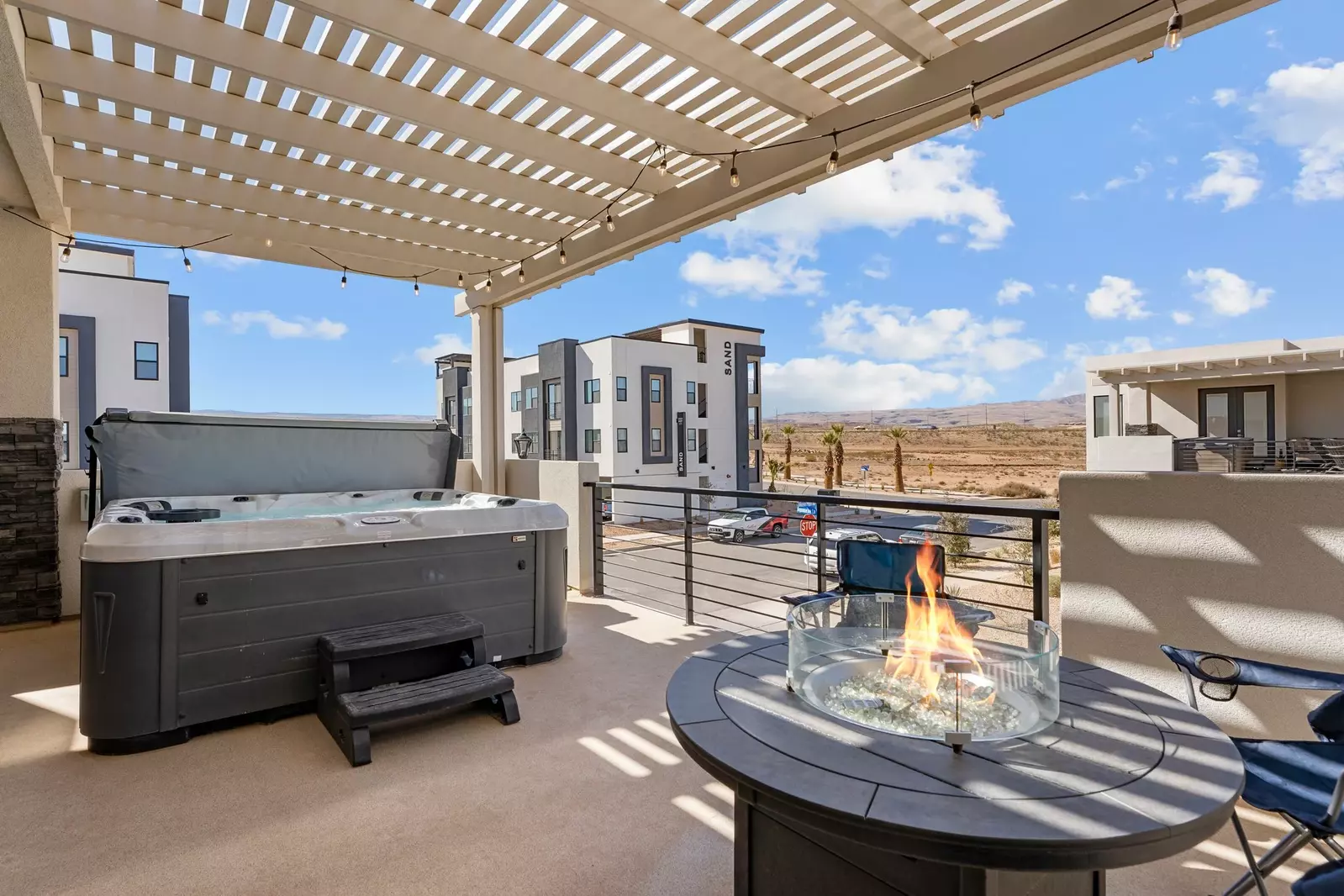 Private Hot Tub and Fire Table