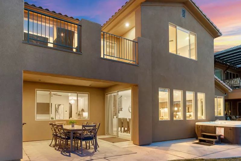 Back Patio at Night with Private Hot Tub