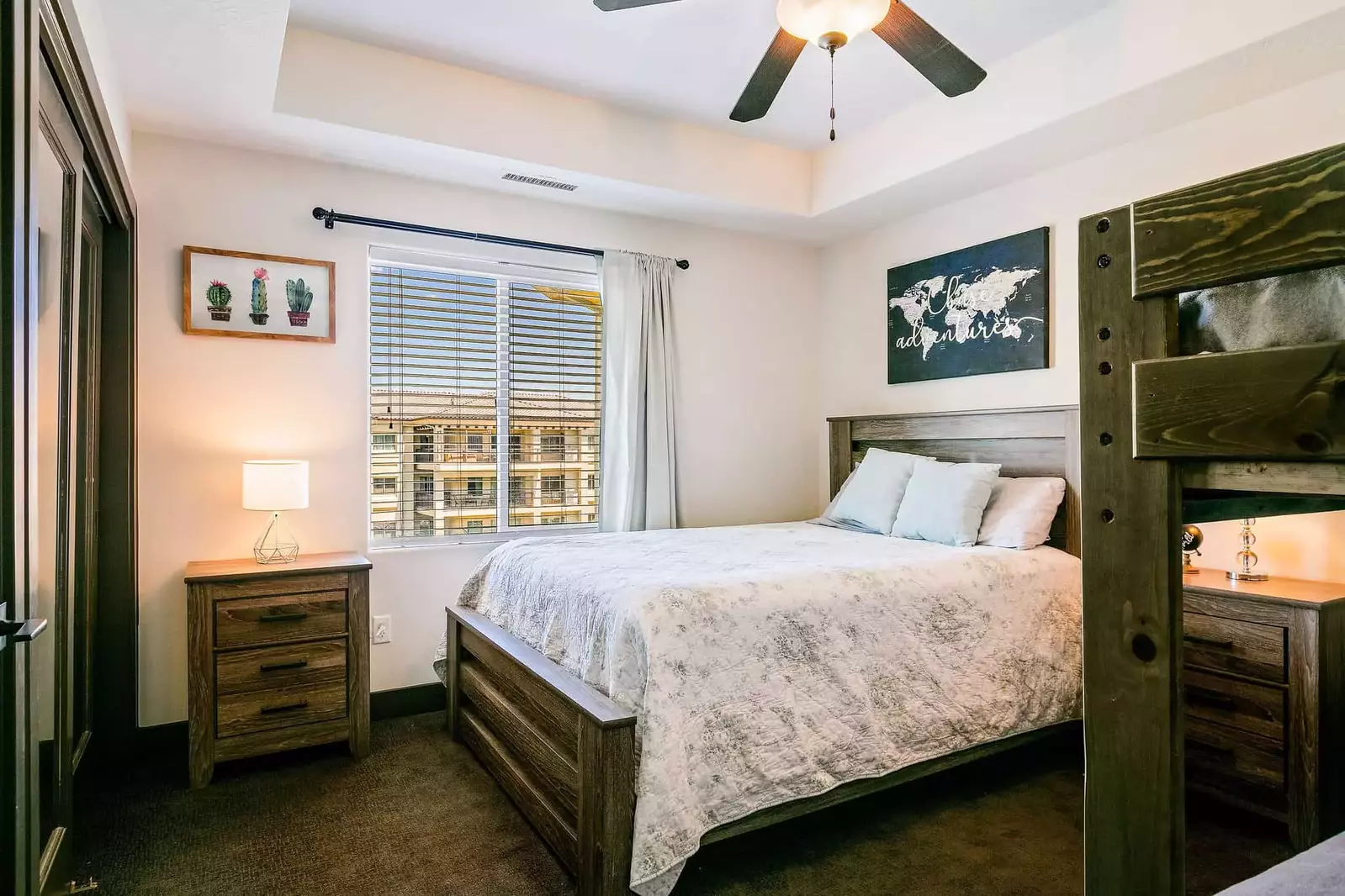 Queen Bed with Twin-Sized Bunk Beds