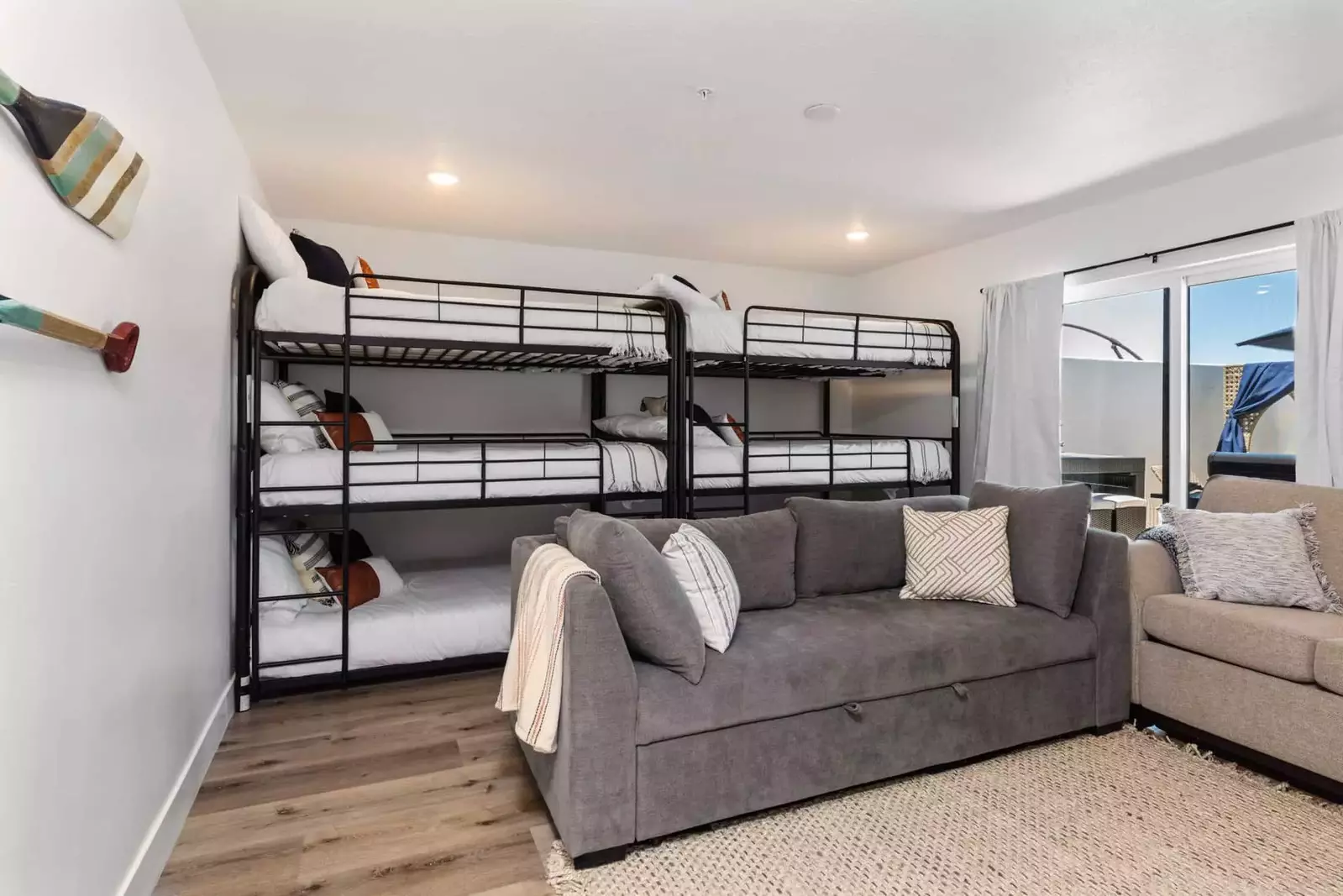 2 Full/Full/Full Bunks and Queen Sleeper Sofa