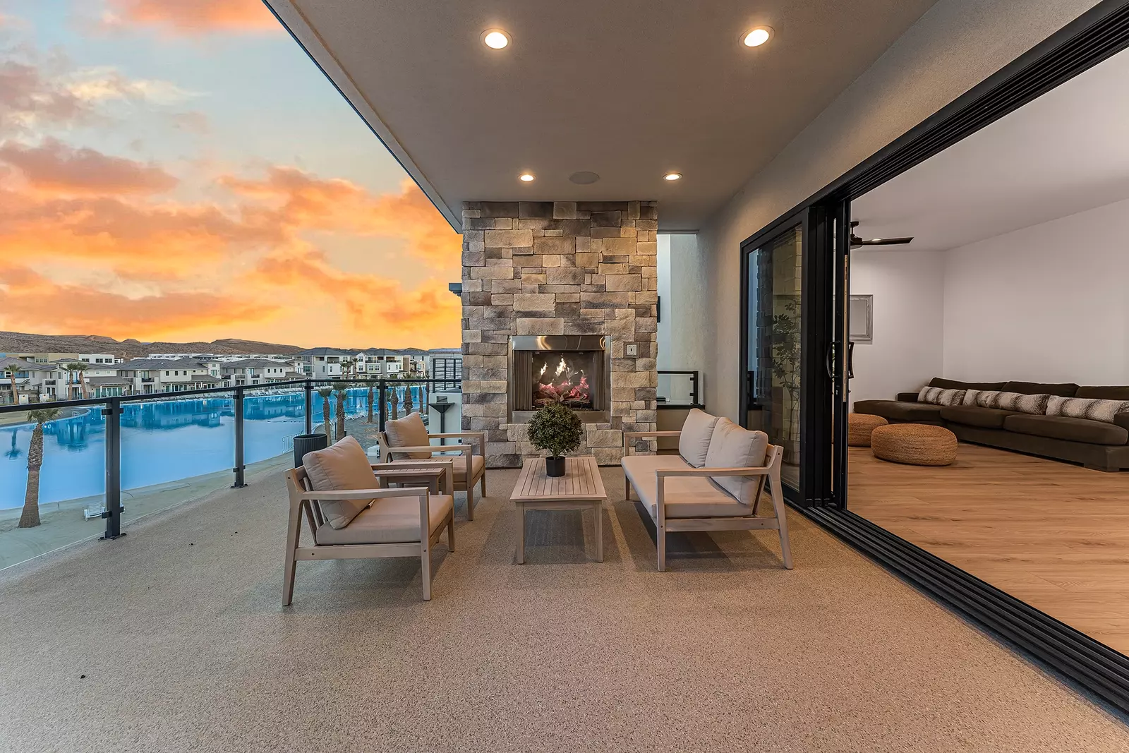 Private Patio with Built-in Fireplace